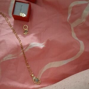 Gold Hamsa Necklace and Earring Set